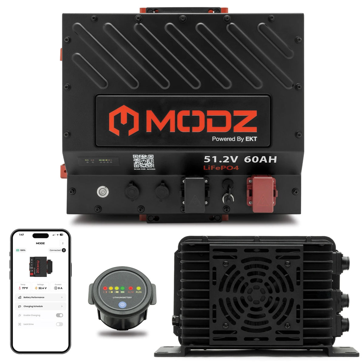 MODZ® Universal 48 Volt (51.2v) 60Ah Nano Lithium Golf Cart